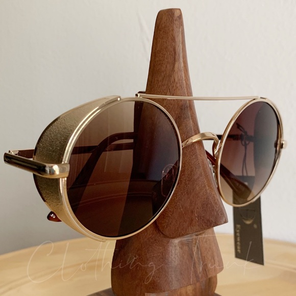 NWT Gold Steampunk Round Sunglasses | UV400 - Picture 3 of 7